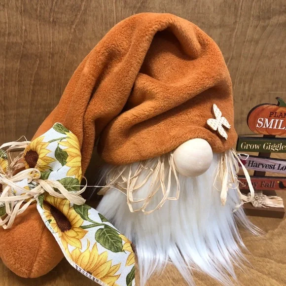 Harvest Love Gnome Daisies Straw Smiles Butterfly Warm Rusty Brown Gift Guide - Picture 4 of 6